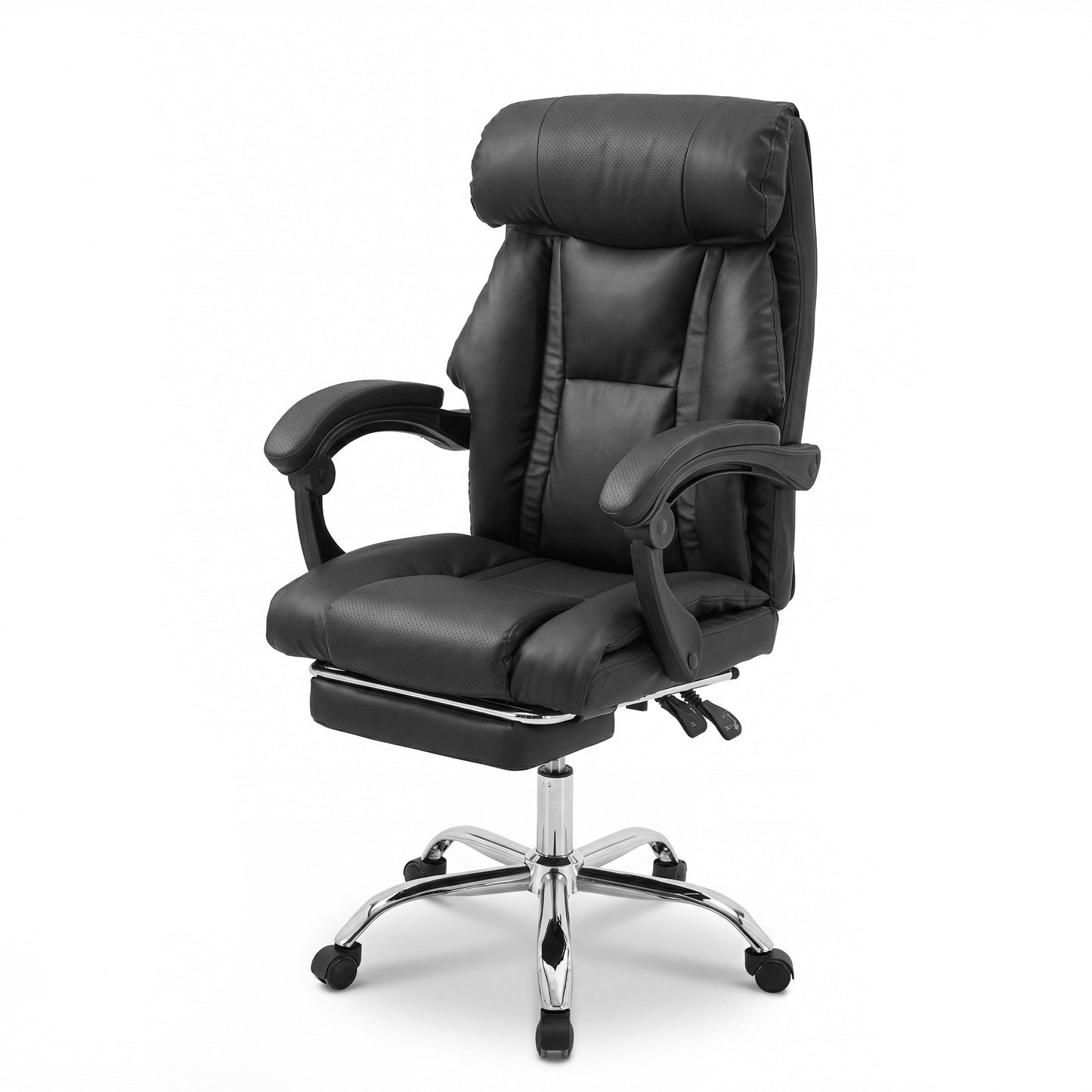 Adjustable Height Executive Office Chair with Foot Rest - Black