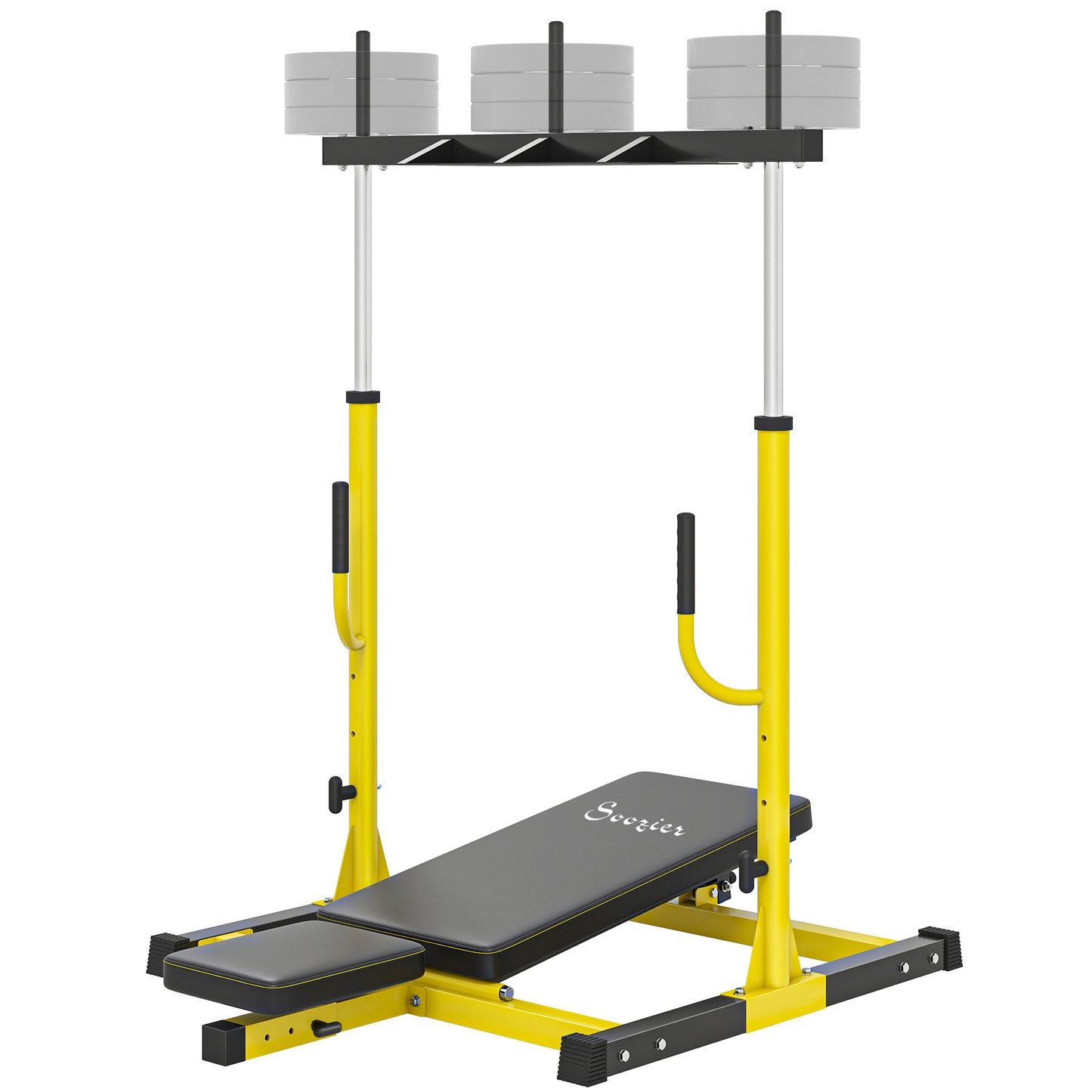 Adjustable Vertical Leg Press Machine for Home Gym - Yellow