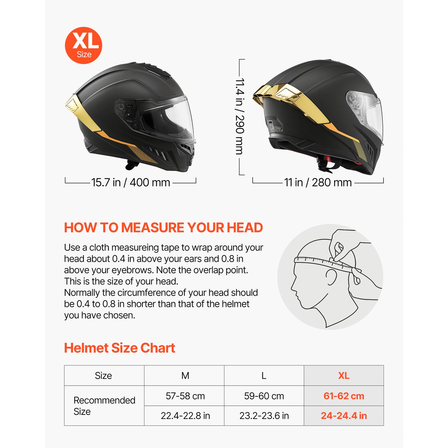 Full Face Motorcycle Helmet Dual-Visor Street Bike Helmet Lightweight DOT & ECE Approved XL