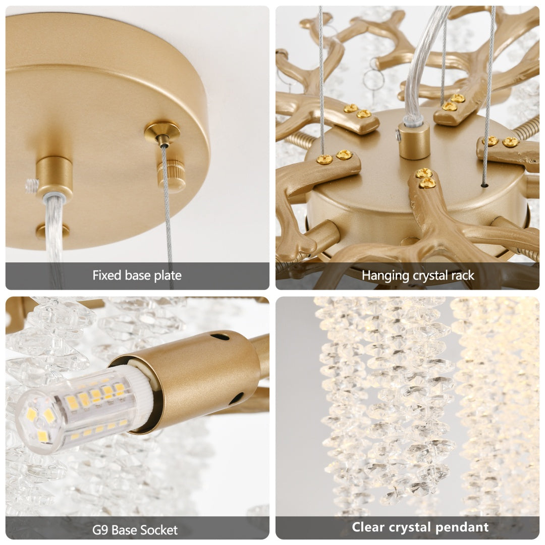 24-Inch Modern Gold Pendant Light with Crystal Strands