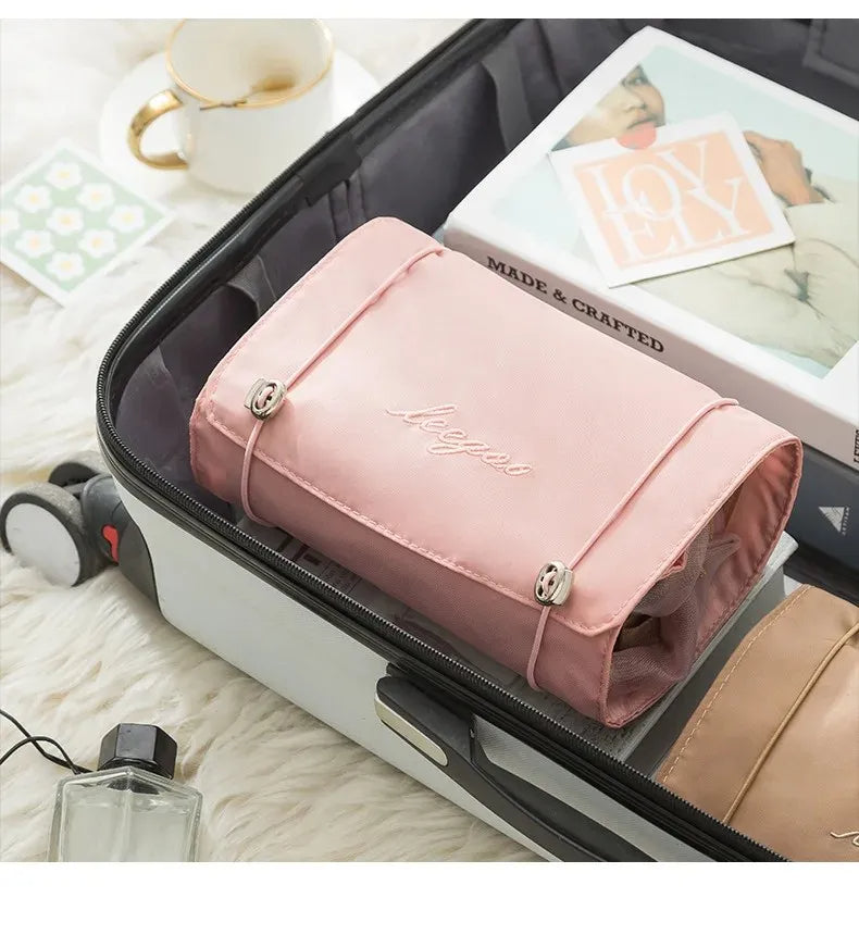 4-in-1 Foldable Travel Makeup Bag - Removable Cosmetic Toiletry Organizer