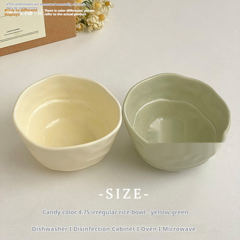 Candy Color Ceramic Rice Bowl - Irregular Modern Dinnerware for Adults