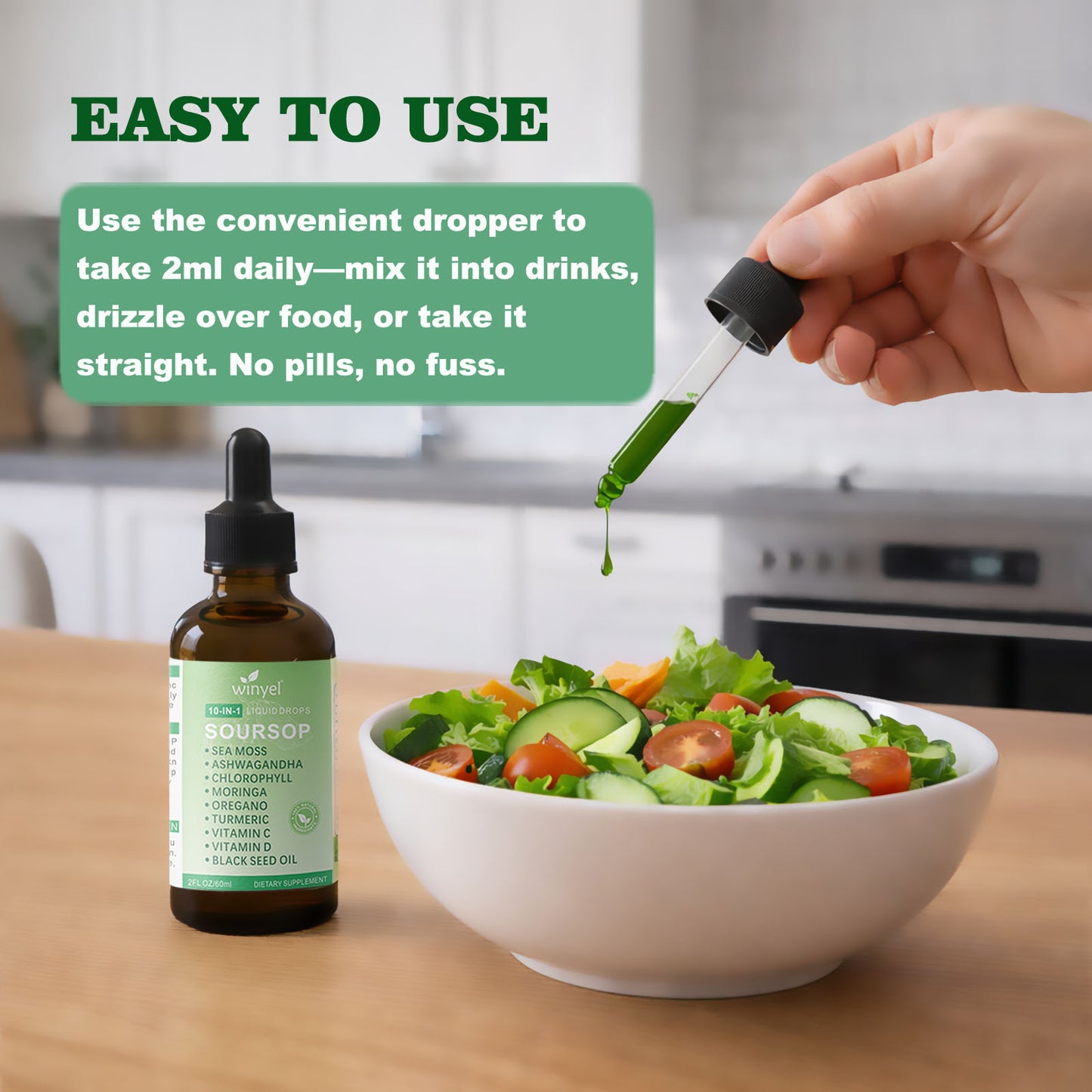 Soursop 10-in-1 Herbal Liquid Drops - Moringa, Seaweed & Ashwagandha Blend