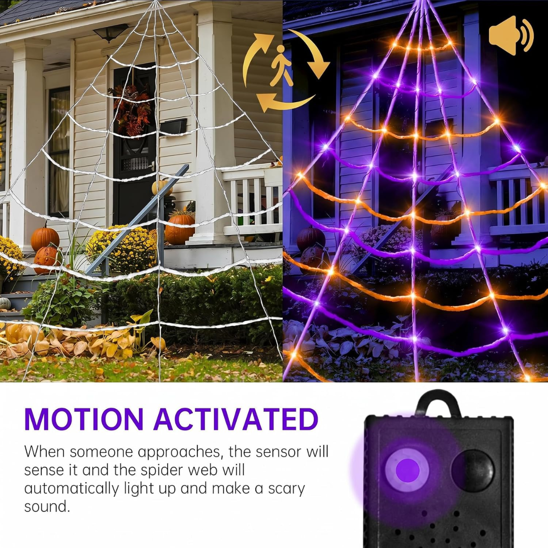 Lighted Spider Web Decoration with 150 LED Lights - Halloween Outdoor Decor
