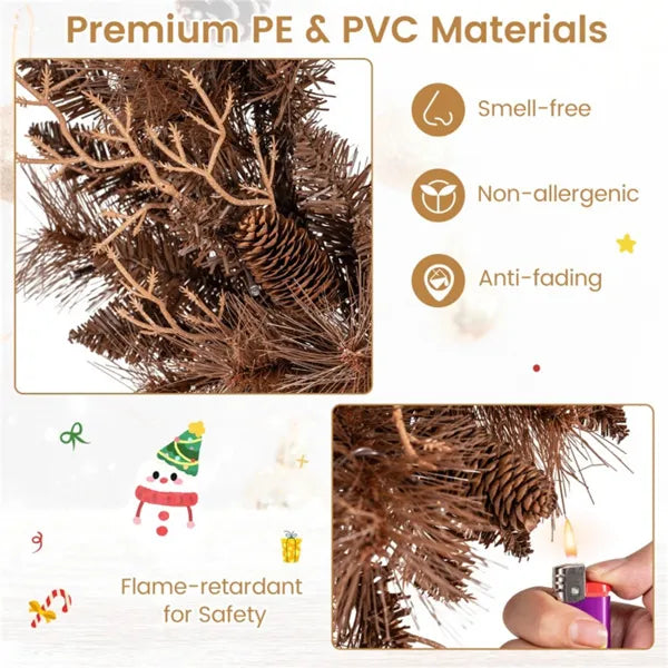 24" Pre-Lit Christmas Wreath with 35 Warm White LEDs and Pine Cones