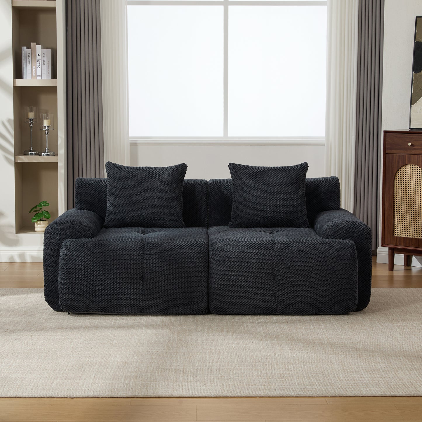 73" Modern Modular Loveseat Sofa - Tufted Convertible Couch, Charcoal