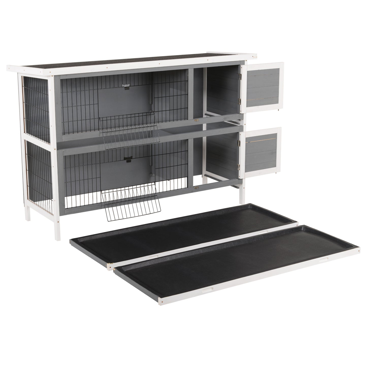 Large 54-Inch Wooden Rabbit Hutch with Lockable Doors Waterproof Roof