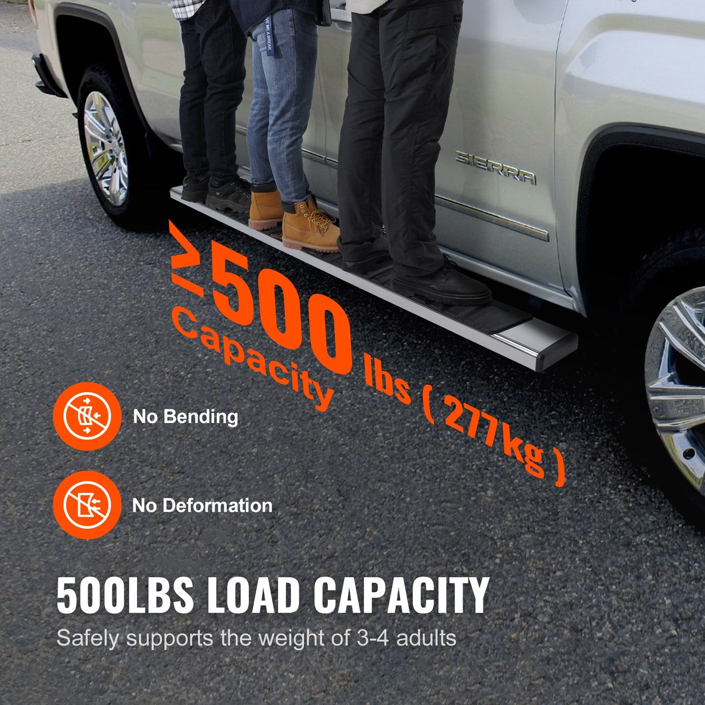 6' Stainless Steel Running Boards Side Steps for Chevy Silverado & GMC Sierra Crew Cab