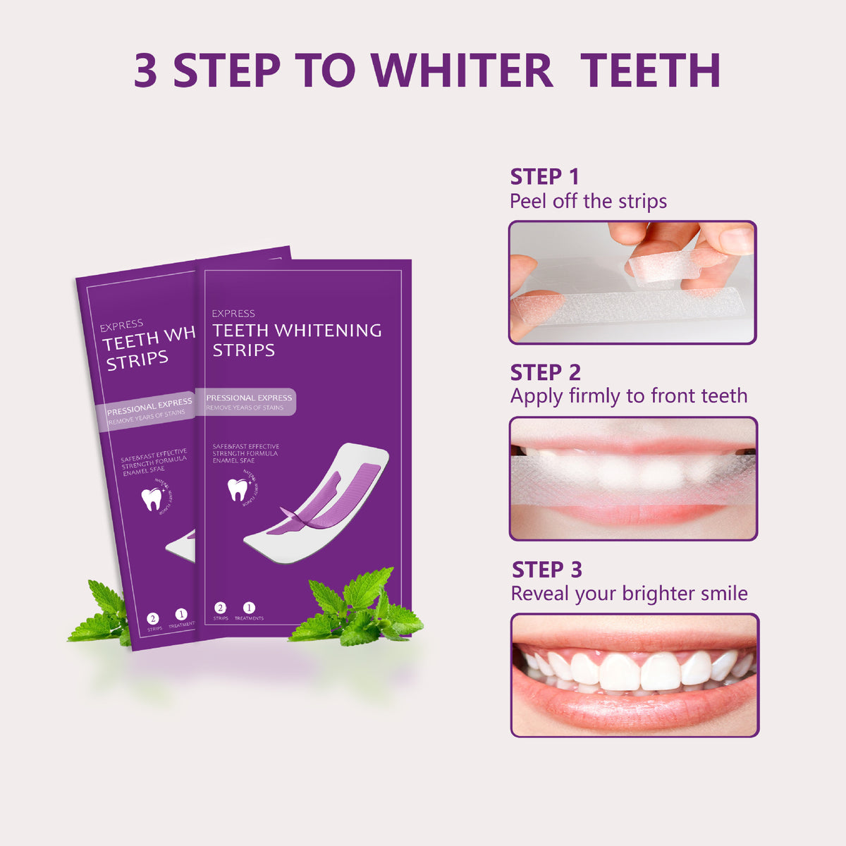 Whitening Teeth Strips - Purple Mint Flavor