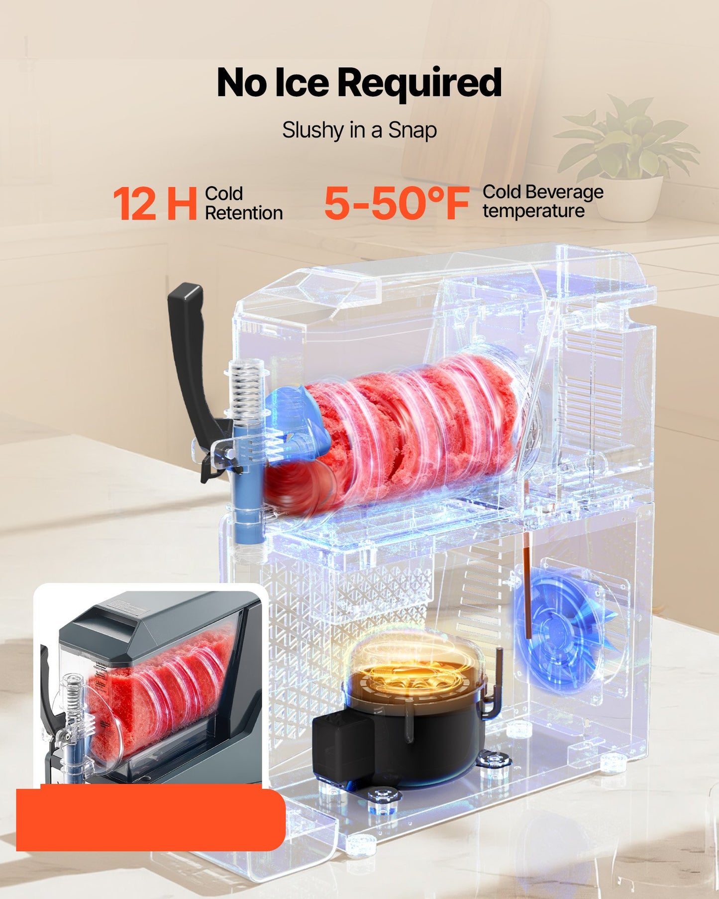 4L Slushie Machine for Frozen Drinks No Ice Needed Home Beverage Maker