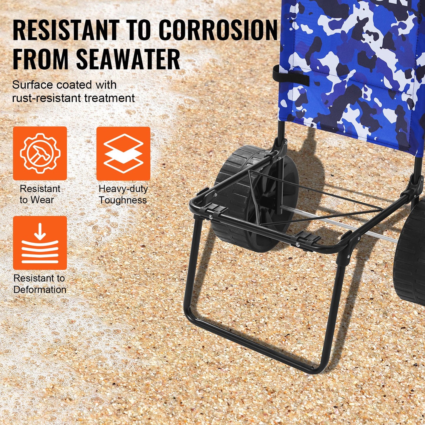 Heavy Duty Folding Beach Cart with Big Wheels - Sand & Terrain Transport