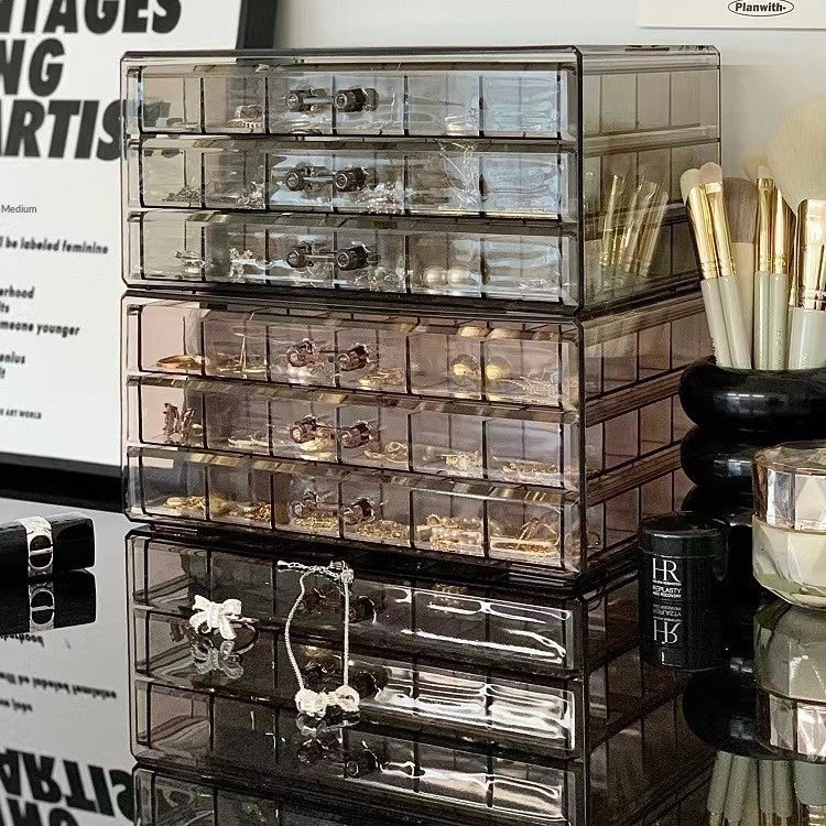 Multi-Tiered Acrylic Jewelry Organizer Box with Compartments - Home Storage