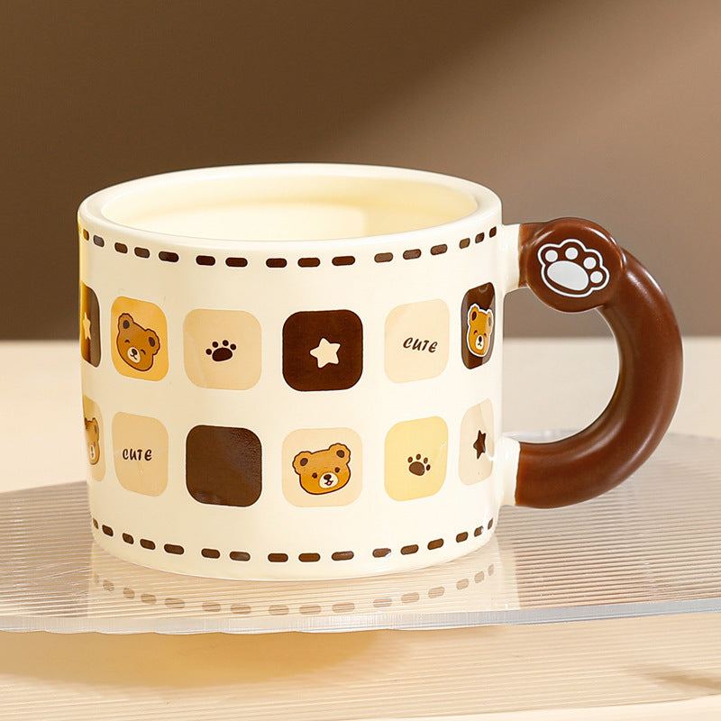 Large Capacity Straw Mug with Lid and Handle - 360ML-420ML, Korean Style Drinkware
