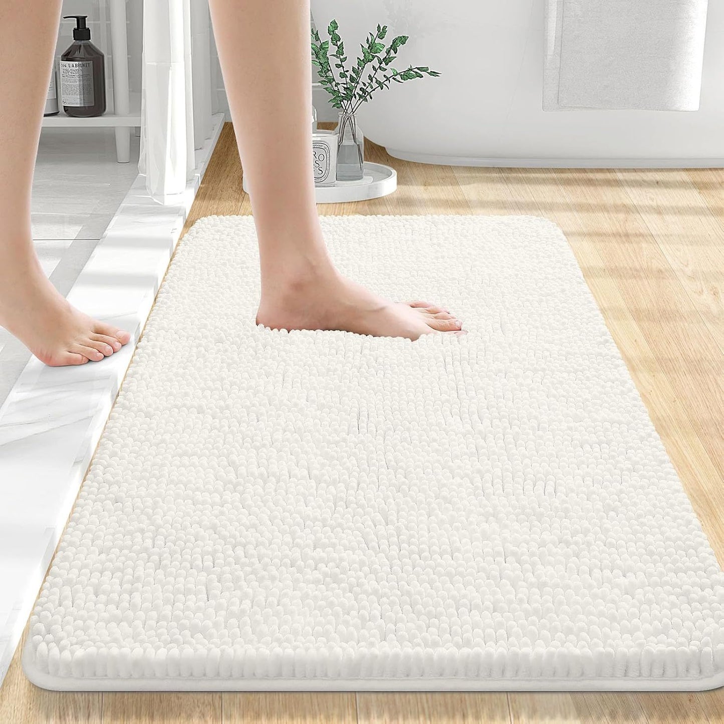 Long Wool Chenille Floor Mat Absorbent Non-Slip Bathroom and Bedroom Carpet