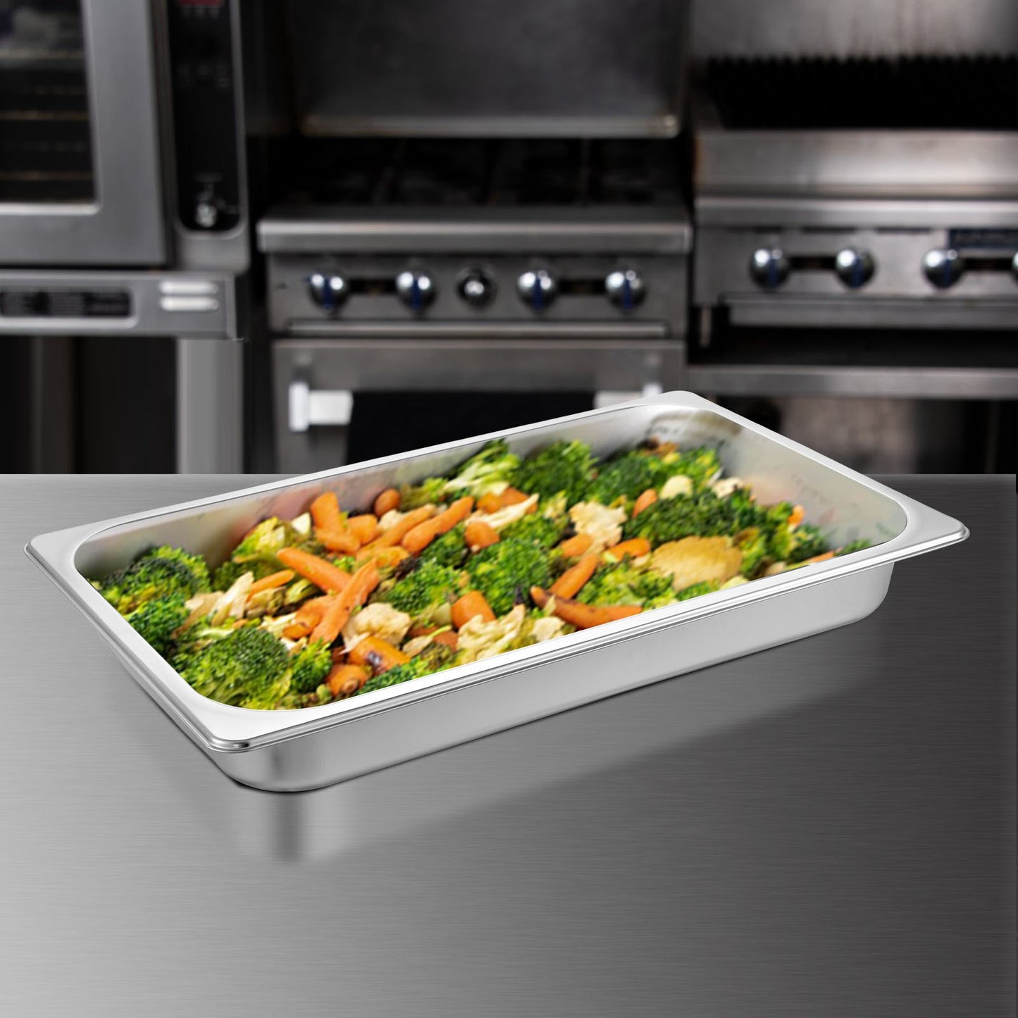 Full Size Deep Stainless Steel Steam Table Pan - 6 Pack