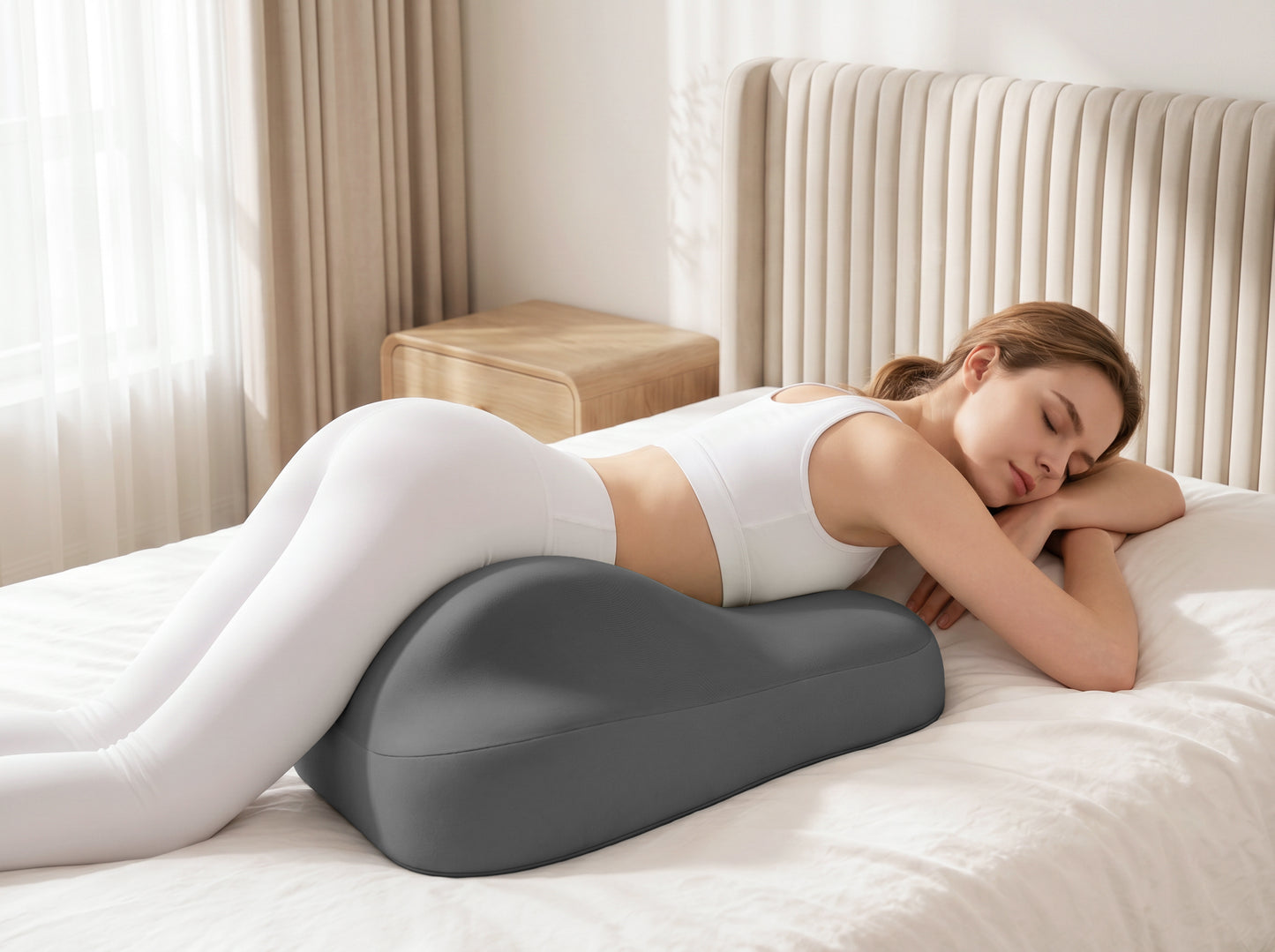 Ergonomic Memory Foam Support Pillow for Couples - Grey