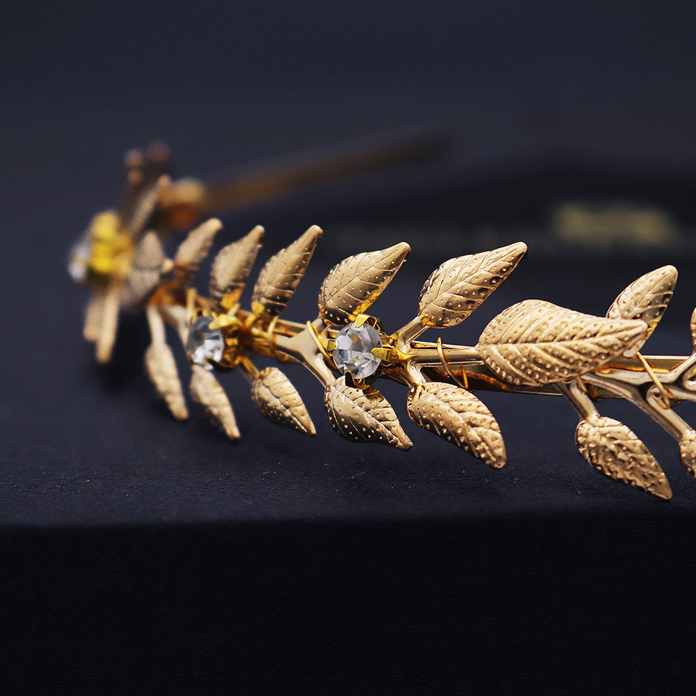 Gold Rhinestone Leaf Headband