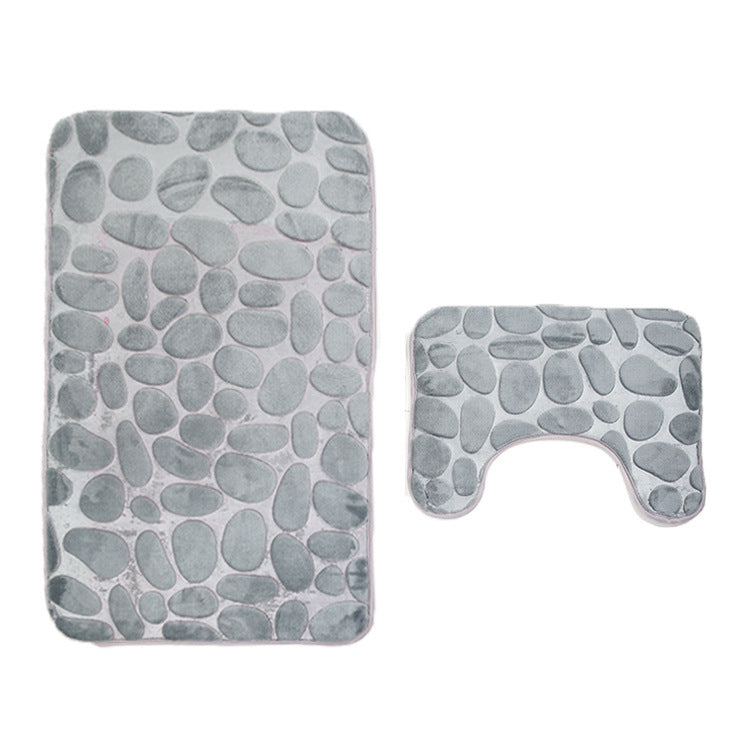 Non-Slip Bathroom Mat Set Pebble Stone Toilet Floor Carpet European American Style