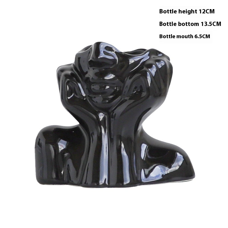 Black Ceramic Vase - European Style Home Decor Ornament