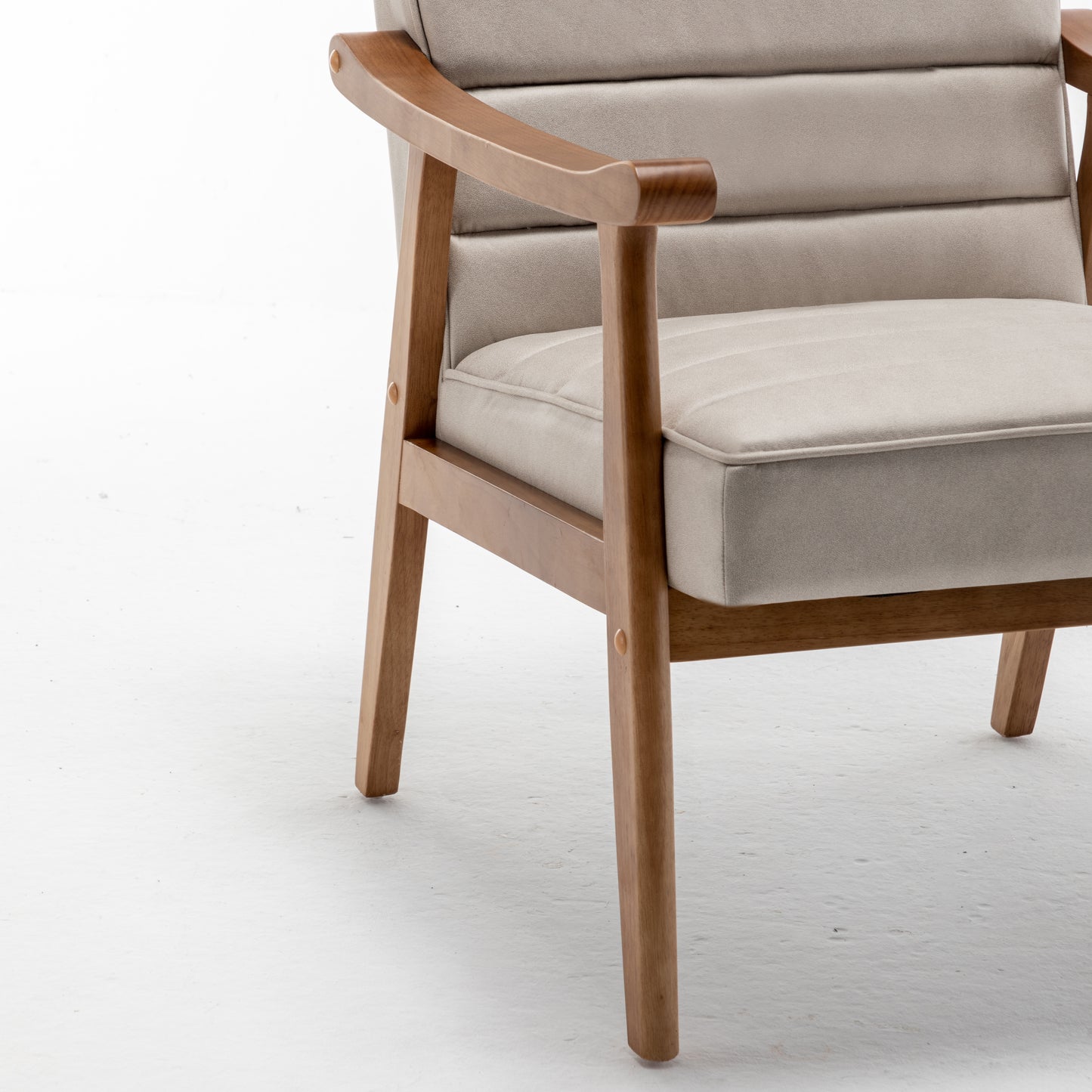 Mid-Century Modern Accent Chair, Solid Wood Frame Leather Look