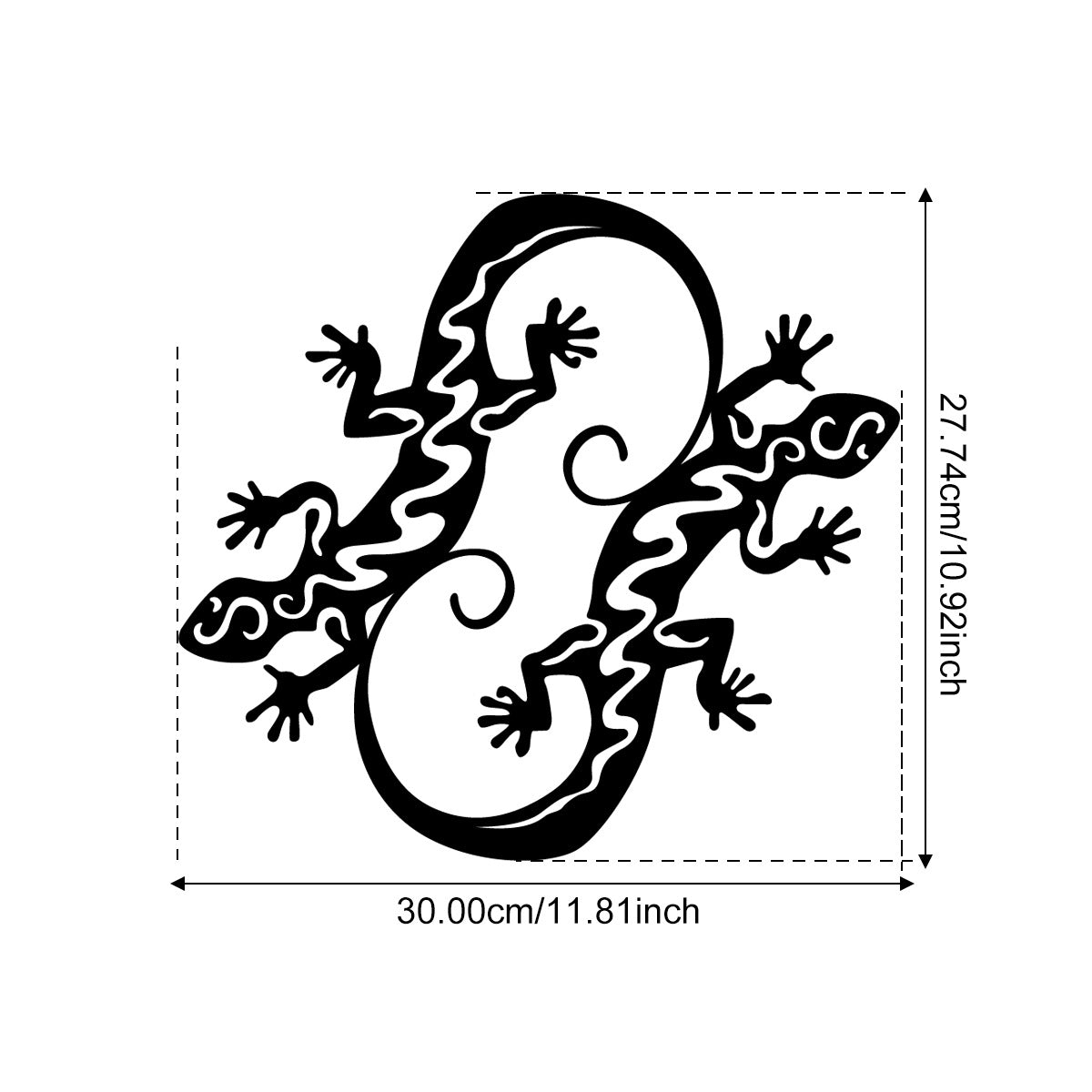 Gecko Silhouette Metal Wall Hanging Decor - Minimalist Home Accent