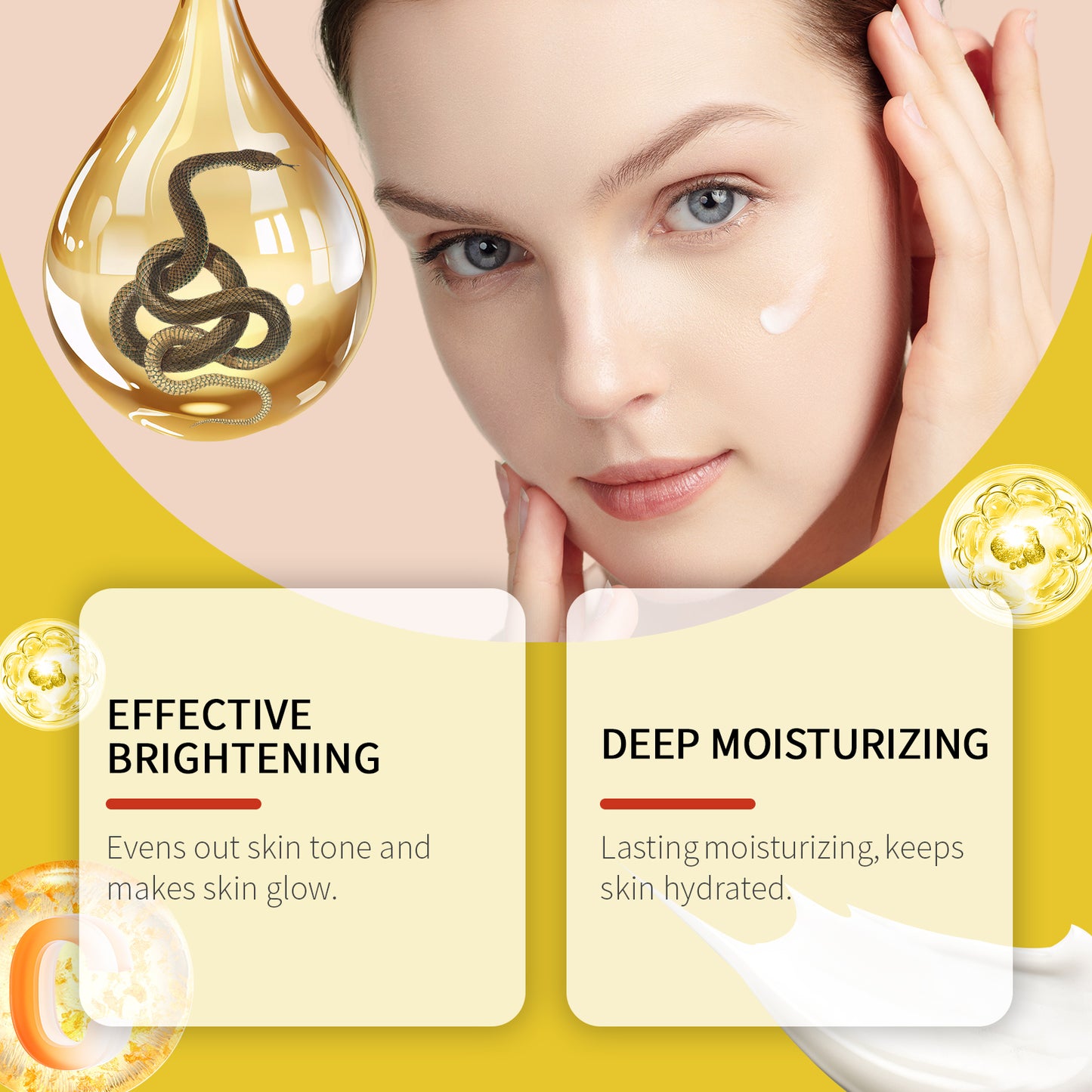 Brightening Face Cream with Vitamin C & Snake Oil - Moisturizing Skincare