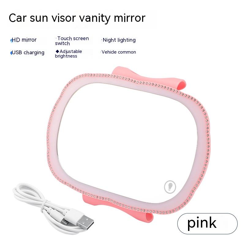 LED Makeup Mirror with Adjustable Brightness and Night Lighting - Sun Shade Compatible