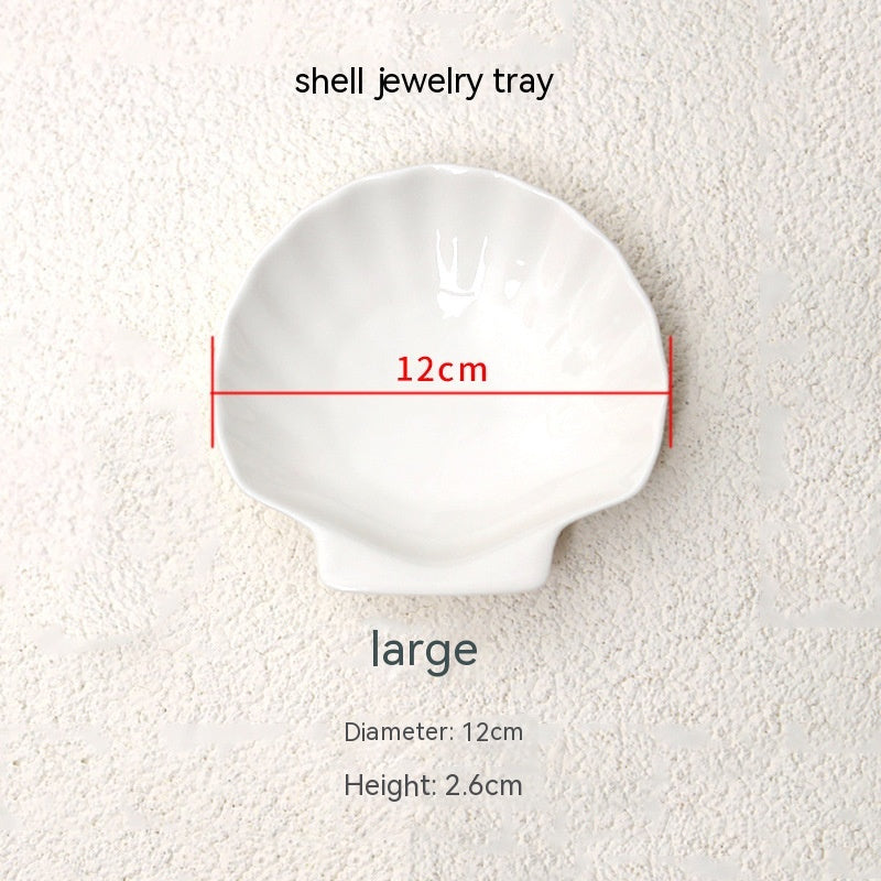 Jewelry Display Shell Tray for Earrings, Necklaces & Rings - Ceramic & Wrought Iron