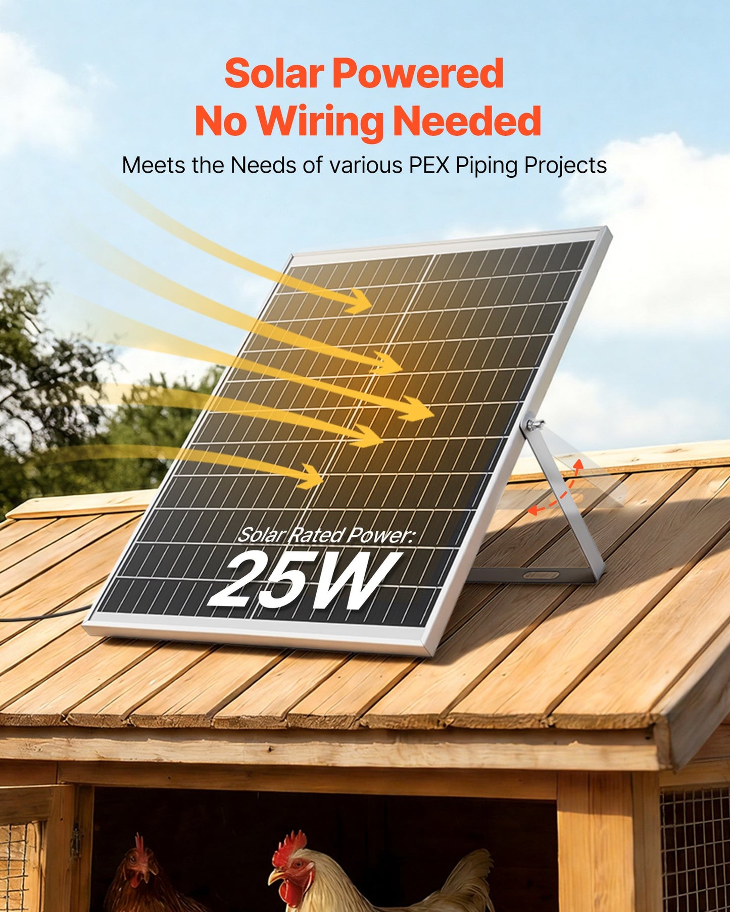 Solar Powered Garden Fan with 25W Panel & 4 High-Speed Fans - Adjustable for Greenhouses & Coops