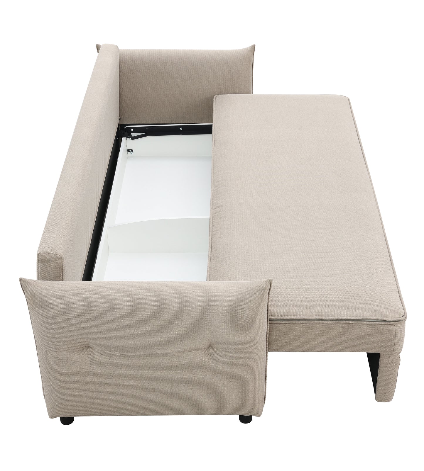 Pull-Out Fabric Sofa with Storage - Beige