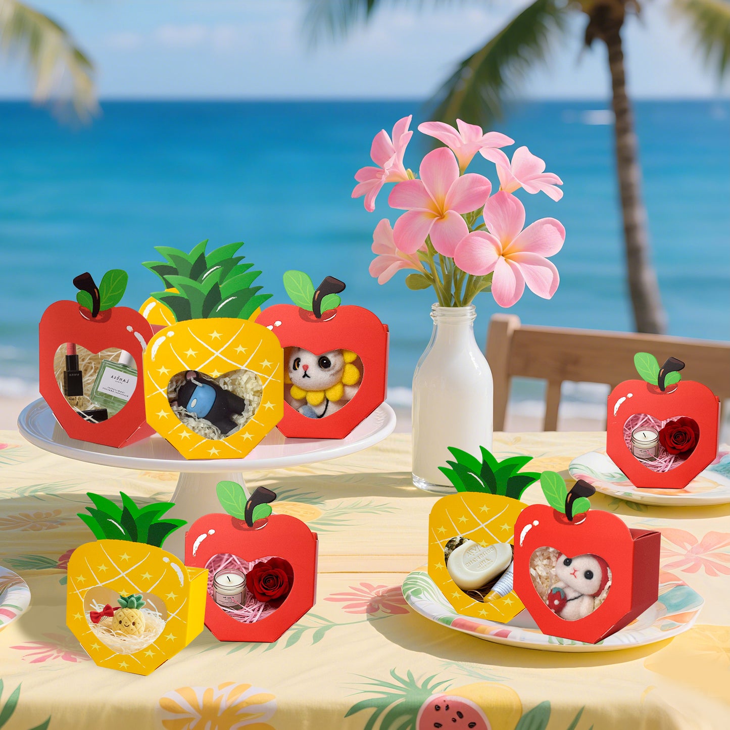 20 Pcs Cute Fruit Shaped Candy Gift Boxes - Yellow & Red