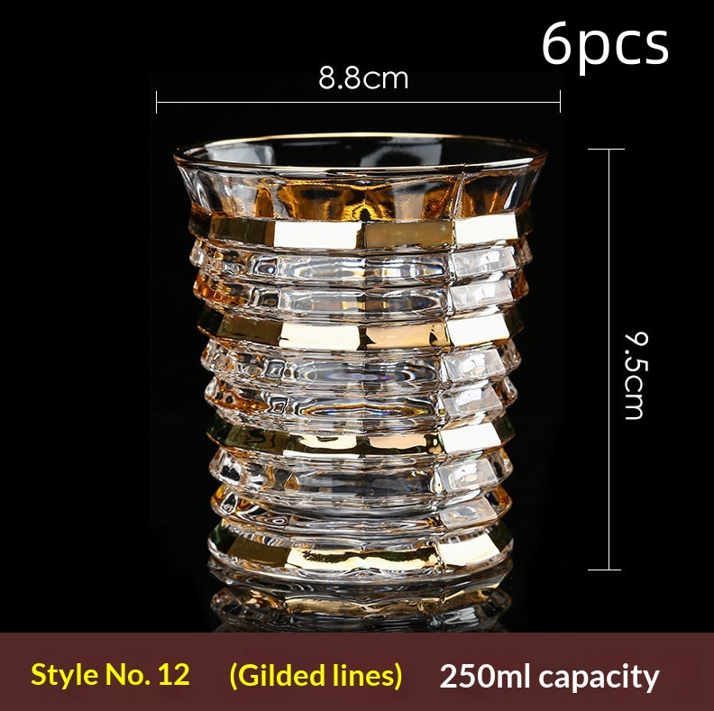 Large Gold-Trimmed Gin Crystal Glass - Vintage Drinkware for Bar & Kitchen