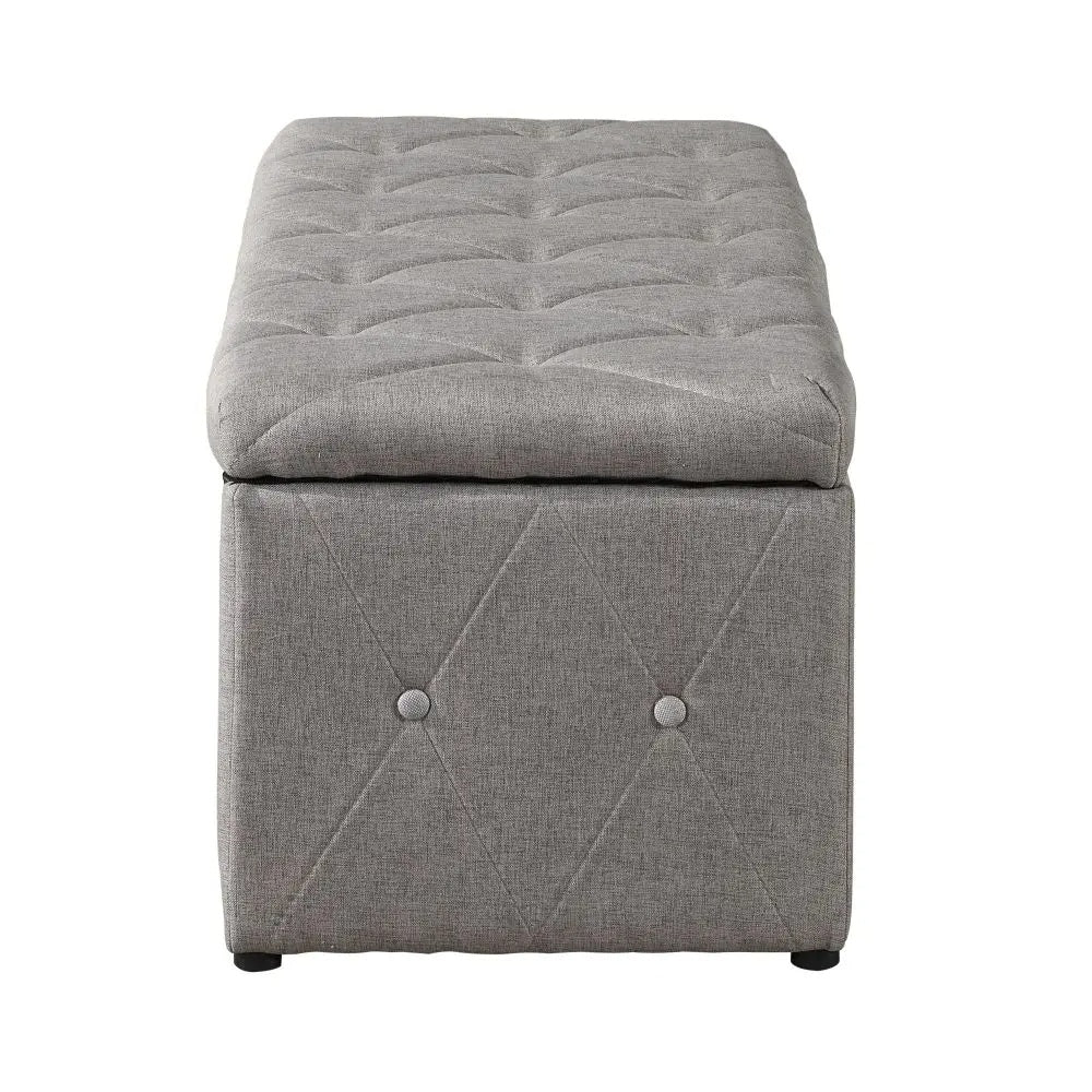 Rectangular Storage Ottoman with 2 Set Ottomans - Beige