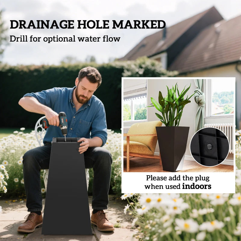 28ft Tall Square Plastic Garden Planters Set of 3 Brown Anti-Crack Fade-Resistant