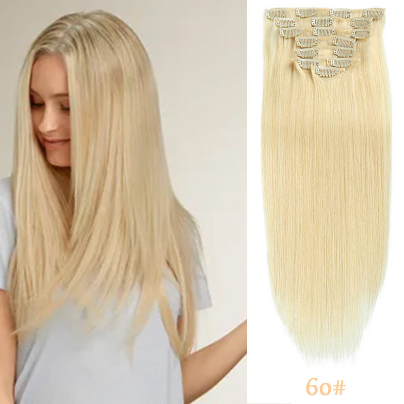 Clip-in Human Hair Extensions 14 Inches 70g Seven-Piece Set for All Hair Types