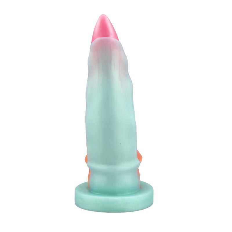 Liquid Silicone Adult Dildo - Mixed Color, Profiled Penis, 225x50mm