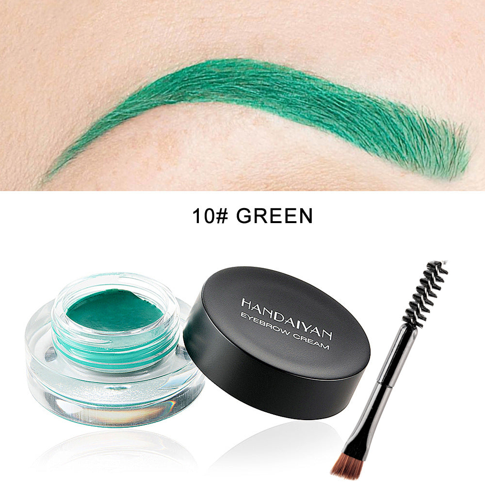 Waterproof Long-Lasting Eyebrow Cream Set - 12 Colors with Brush