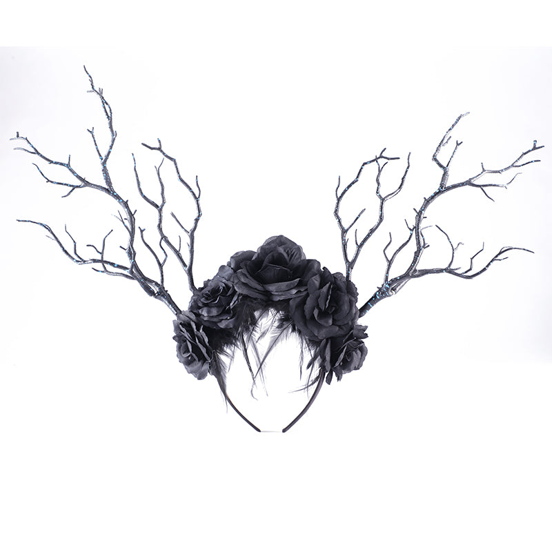 Vintage Fairy Tale Flower Feather Headband for Women Halloween Costume