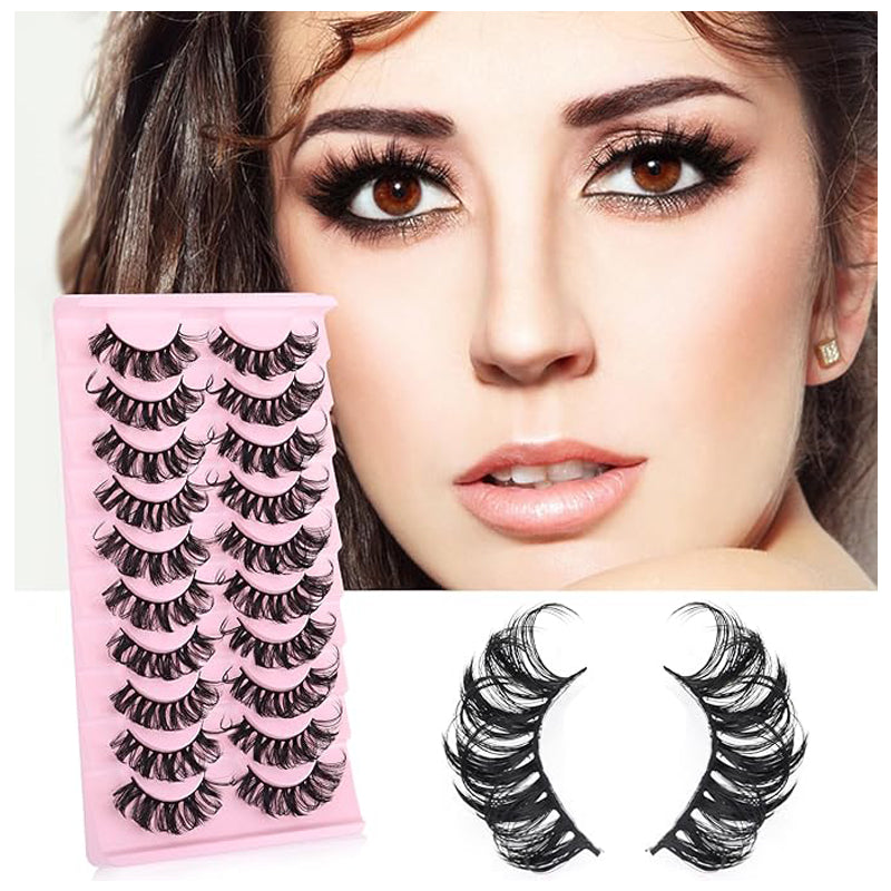 10 Pairs Faux Mink Cluster Eyelashes - Fluffy Long Dramatic Lash Set