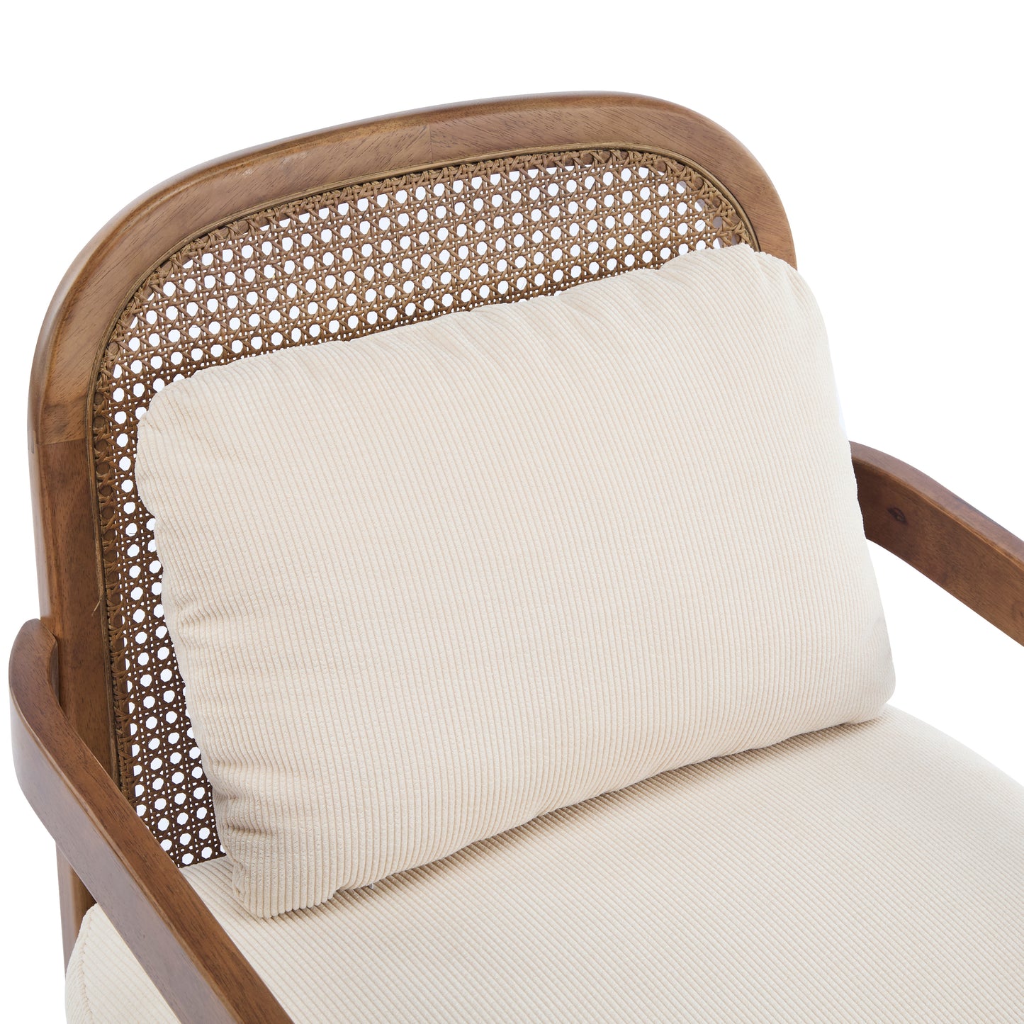 Mid-Century Modern Accent Chair Set - Light Brown & Beige Stripe