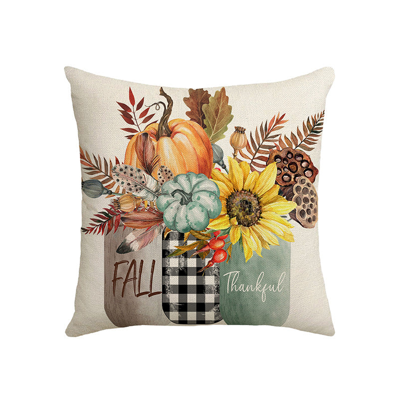 Fall Pumpkin Throw Pillow Covers 18x18 Inch Autumn Thankful Grateful Decor Set