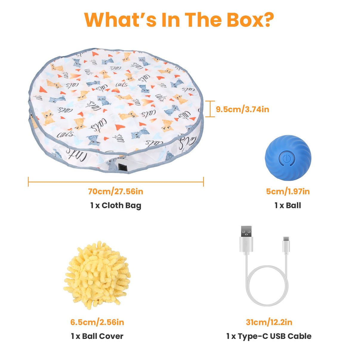 Interactive Cat Toy Ball with Rechargeable Motion Activation for Indoor Cats