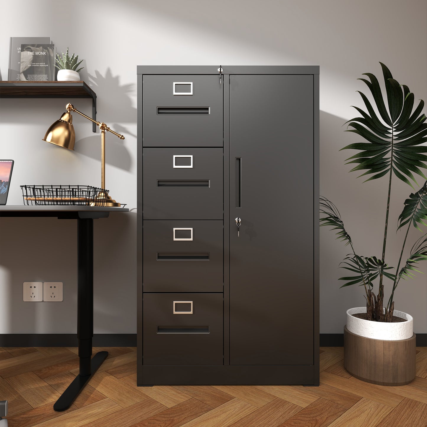 Metal Storage Vertical Filing Cabinet With Lock, Steel File Locker 4