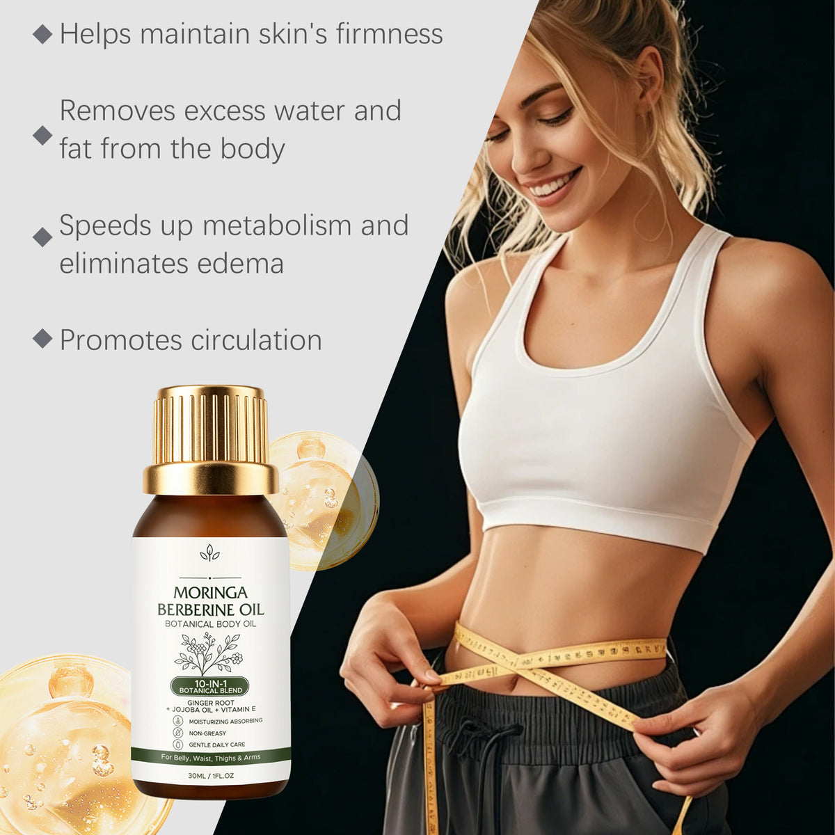 Moisturizing Body Oil with Moringa & Jojoba Oils - 30ml Nourishing Skin Care