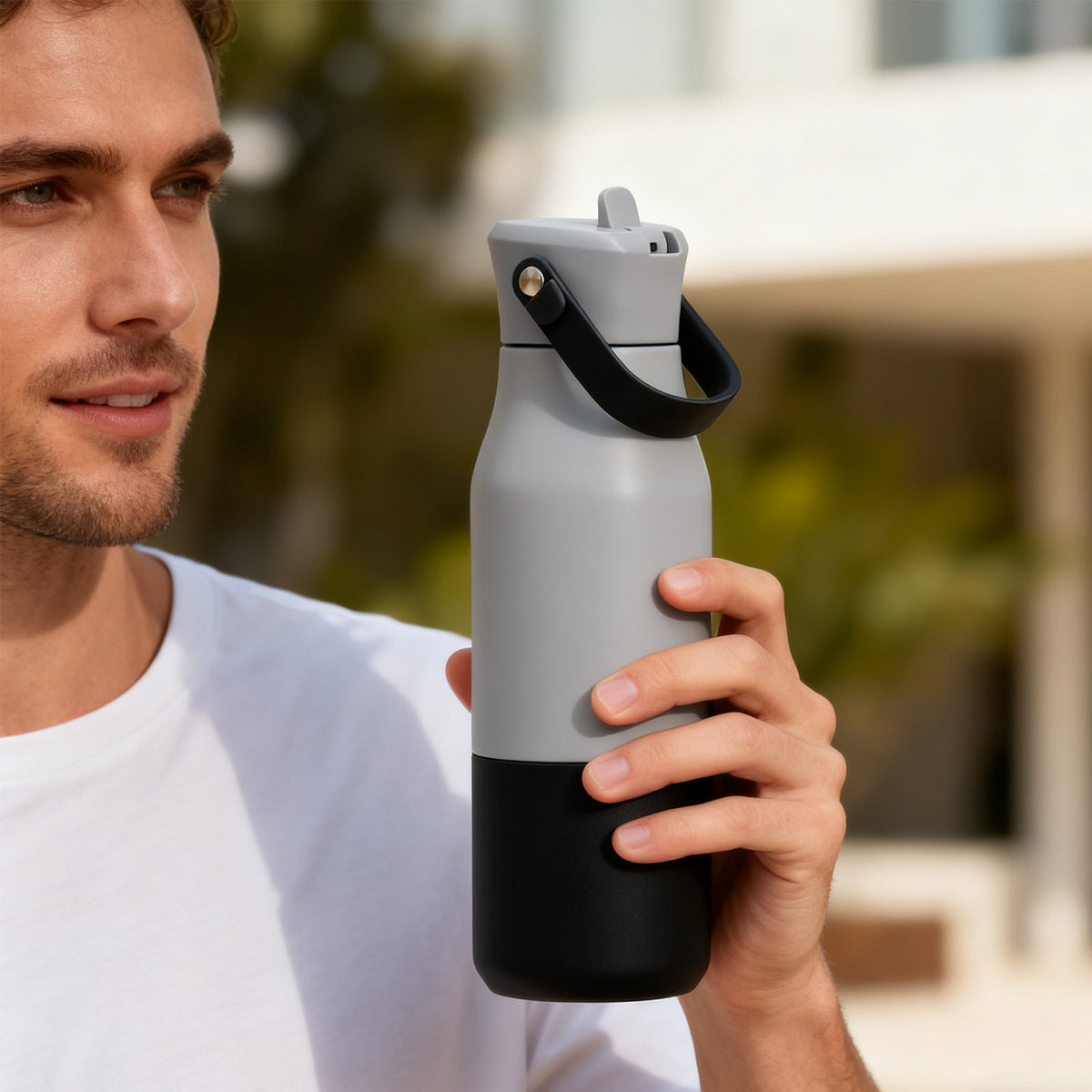 Insulated Stainless Steel Bottle with Detachable Handle - 650ml, Multiple Colors