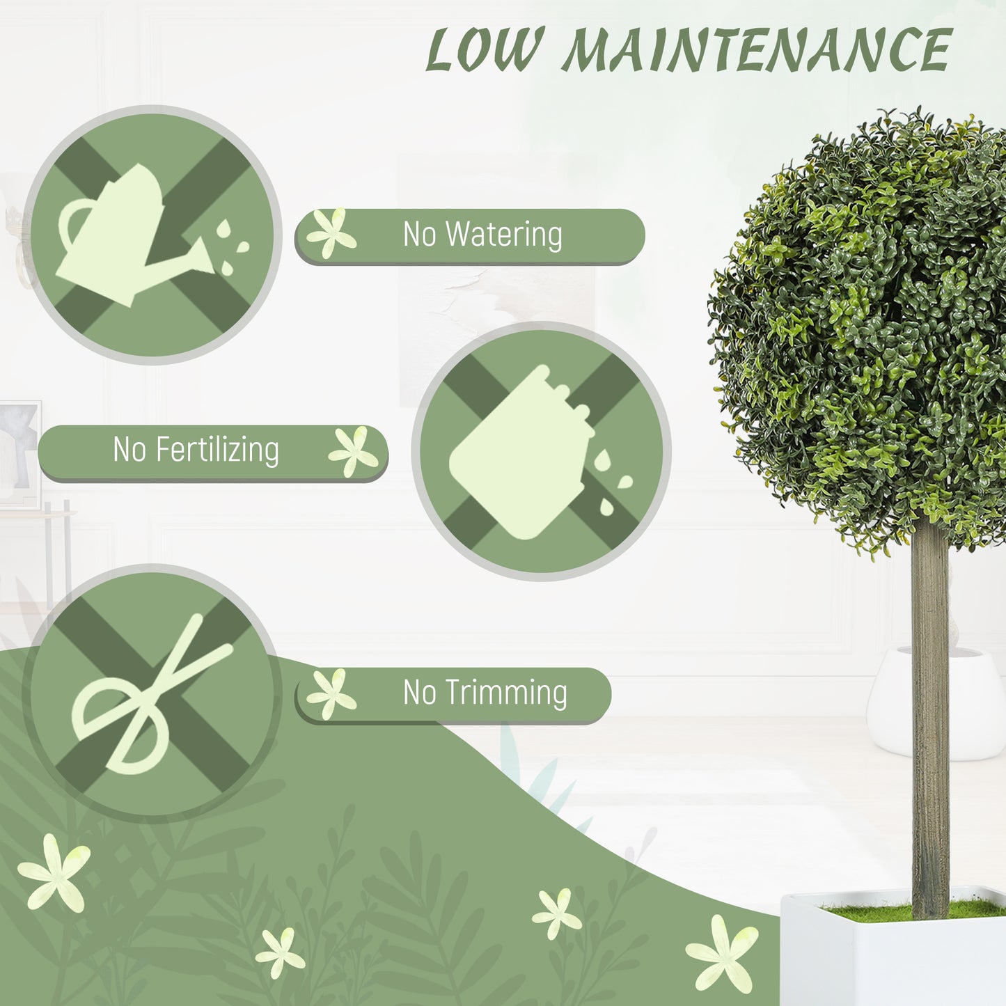Lifelike Boxwood Topiary Set of 2 - Artificial Plants, Green
