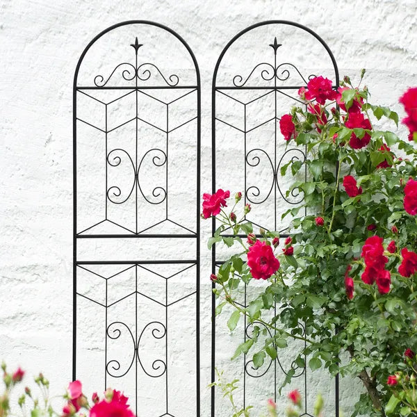 Metal Garden Trellis 71" x 19.7" - Rustproof Support for Climbing Plants - Black - 4 Pack