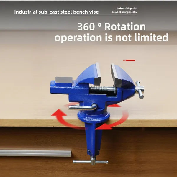 Heavy-Duty Cast Steel Bench Vise 70mm Clamping, Industrial Table Vise for Workshop