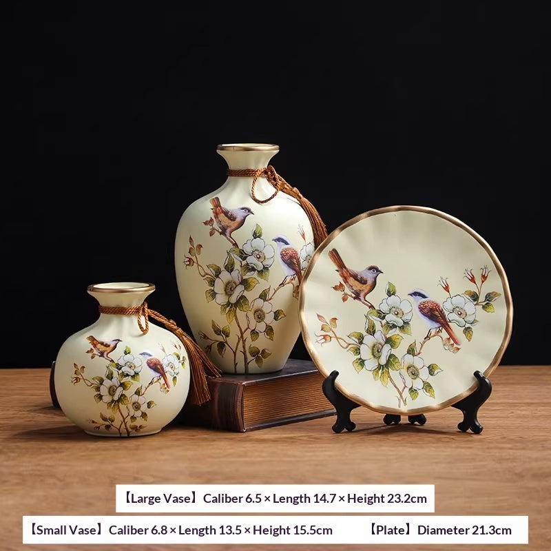 European-Style Ceramic Vase Decor Set - Modern Minimalist Home Accent