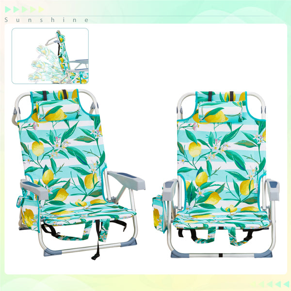 Folding Beach Chair with Lemon Pattern - Lightweight Aluminum Frame